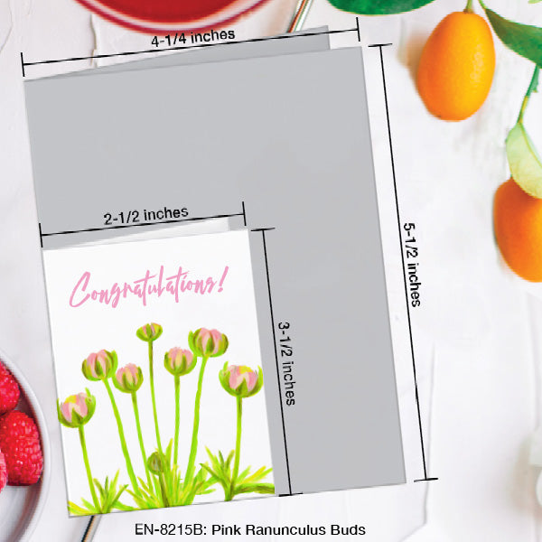 Pink Ranunculus Buds, Greeting Card (#8215B)