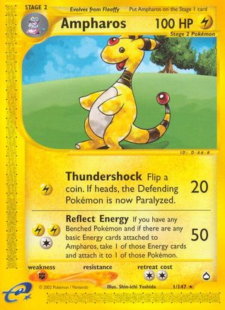 Ampharos 001/147 - Aquapolis Reverse Holofoil