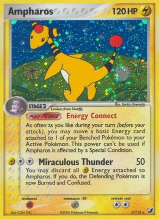 Ampharos 001 - Unseen Forces - Reverse Holofoil
