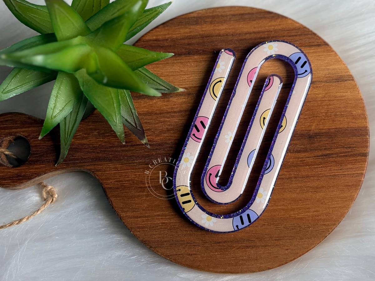 Smiley, Glitter jumbo paperclip