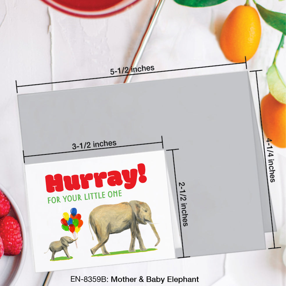Mother & Baby Elephant, Greeting Card (#8359B)