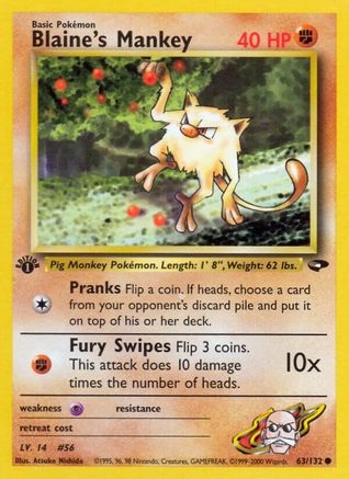 Blaine's Mankey 063/132 - Gym Challenge 1st Edition