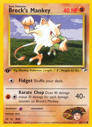 Brock's Mankey 068/132 - Gym Heroes 1st Edition
