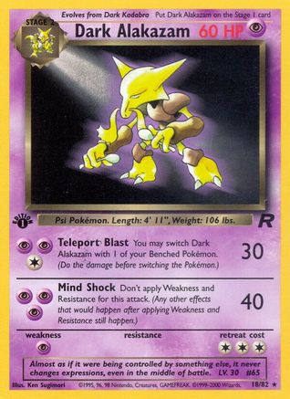 Dark Alakazam 018/82 - Team Rocket 1st Edition