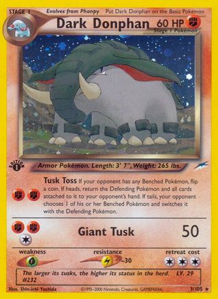 Dark Donphan 003/105 - Neo Destiny 1st Edition Holofoil