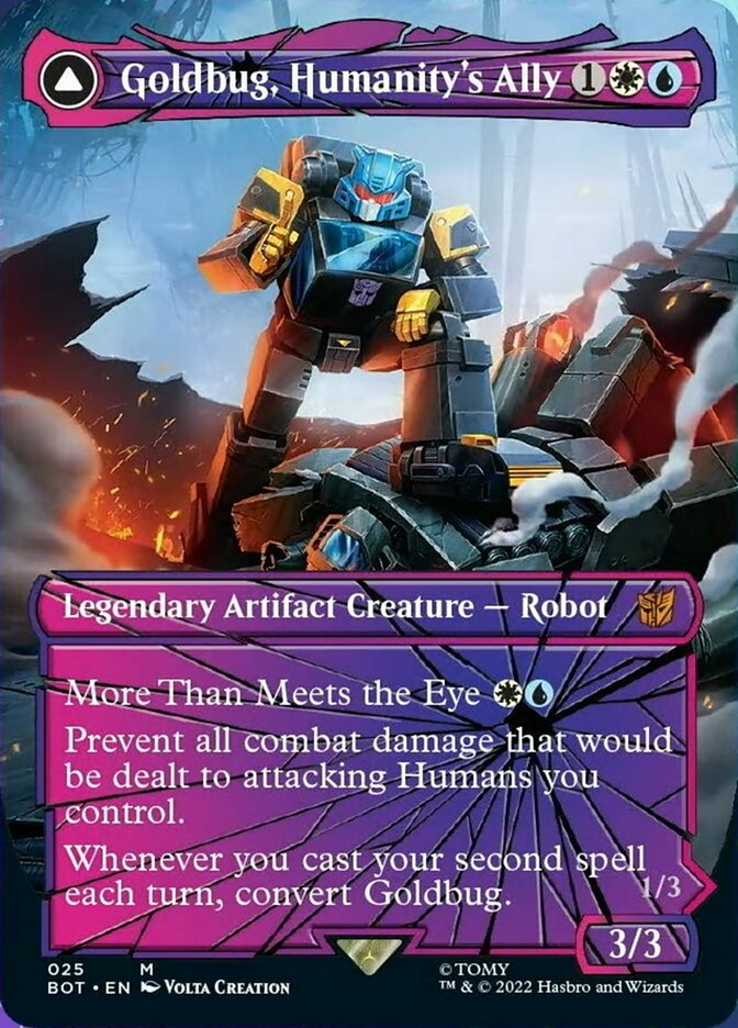 Goldbug, Humanity's Ally // Goldbug, Scrappy Scout (BOT-025) - Transformers: (shatteredglass, convertdfc) (Borderless)