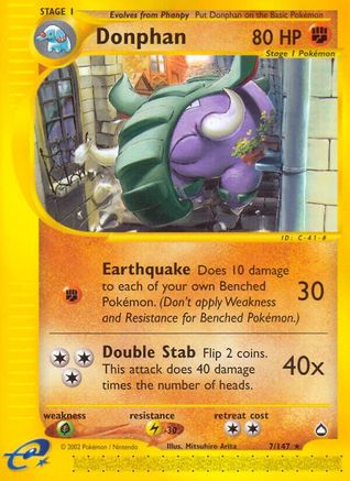 Donphan 007/147 - Aquapolis Reverse Holofoil