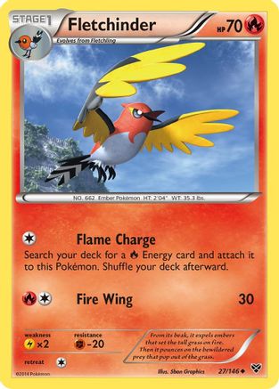 Fletchinder 027/146 - XY Base Set Reverse Holofoil