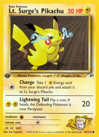 Lt. Surge's Pikachu 081/132 - Gym Heroes 1st Edition