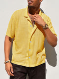 Men's Full Size Openwork Button Down Collared Neck Shirt Plus Size