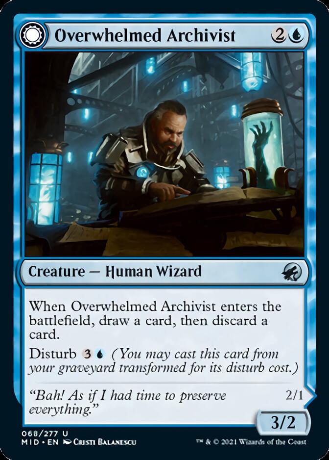 Overwhelmed Archivist // Archive Haunt (MID-068) - Innistrad: Midnight Hunt: (Double Faced Transform)