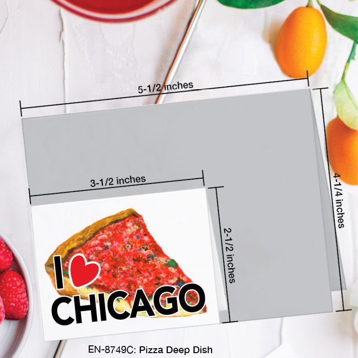 Pizza Deep Dish, Greeting Card (#8749C)