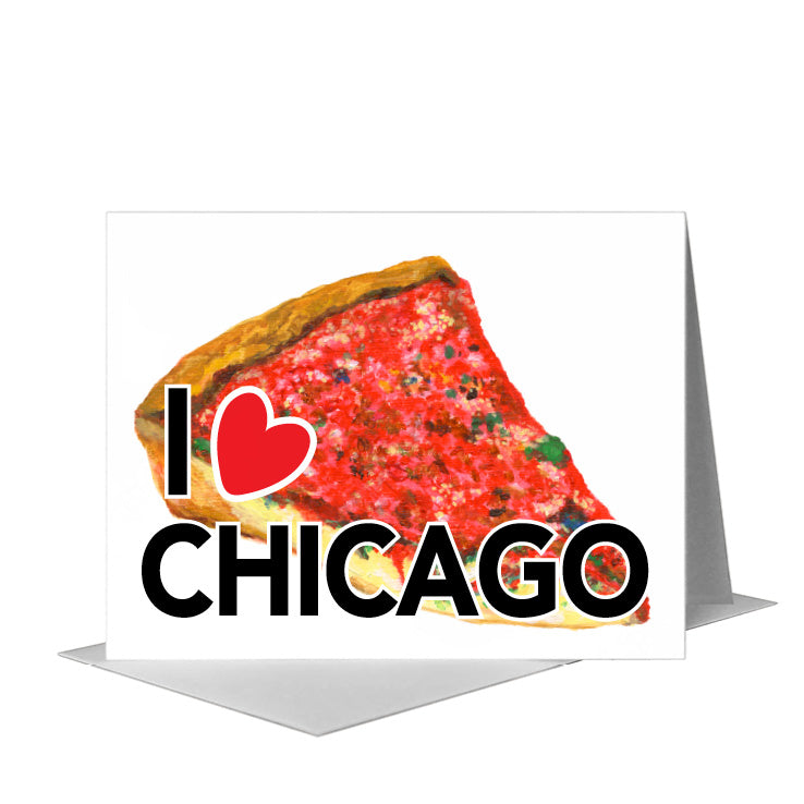 Pizza Deep Dish, Greeting Card (#8749C)
