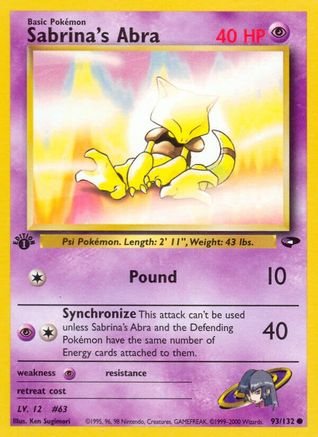 Sabrina's Abra 093/132 - Gym Challenge 1st Edition