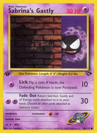 Sabrina's Gastly 096/132 - Gym Challenge 1st Edition