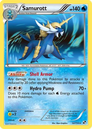 Samurott 032/114 - Black and White Reverse Holofoil