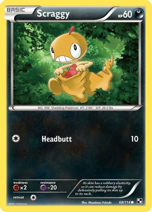 Scraggy 068/114 - Black and White Reverse Holofoil