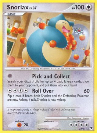 Snorlax 033/111 - Rising Rivals Reverse Holofoil