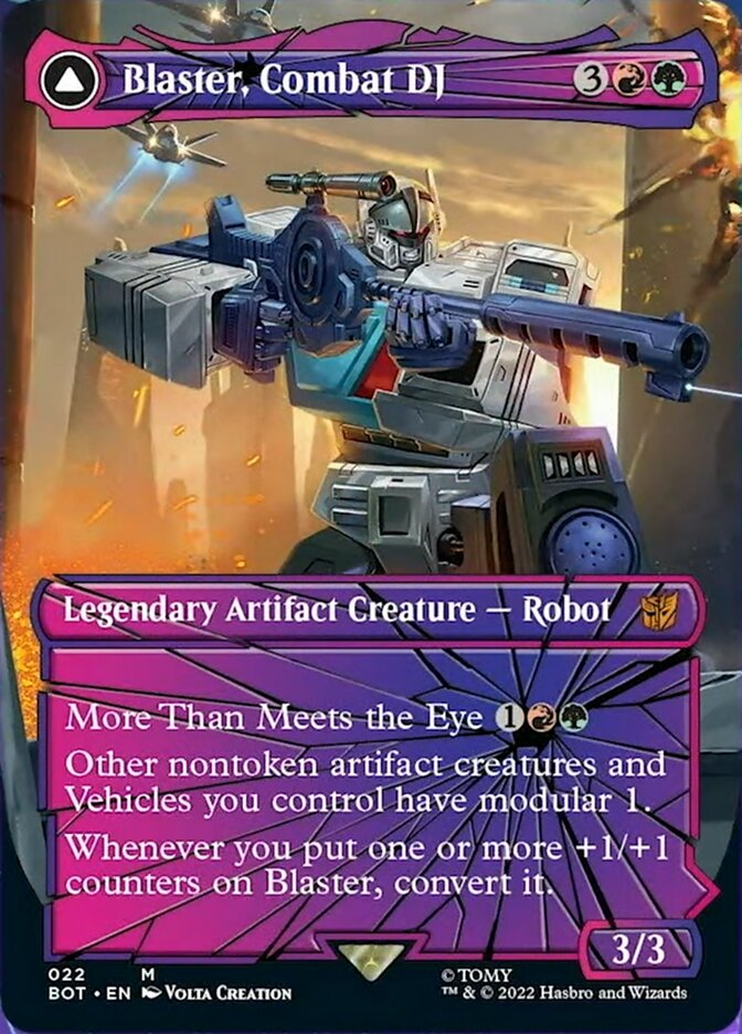 Blaster, Combat DJ // Blaster, Morale Booster (BOT-022) - Transformers: (convertdfc, shatteredglass) (Borderless) Foil