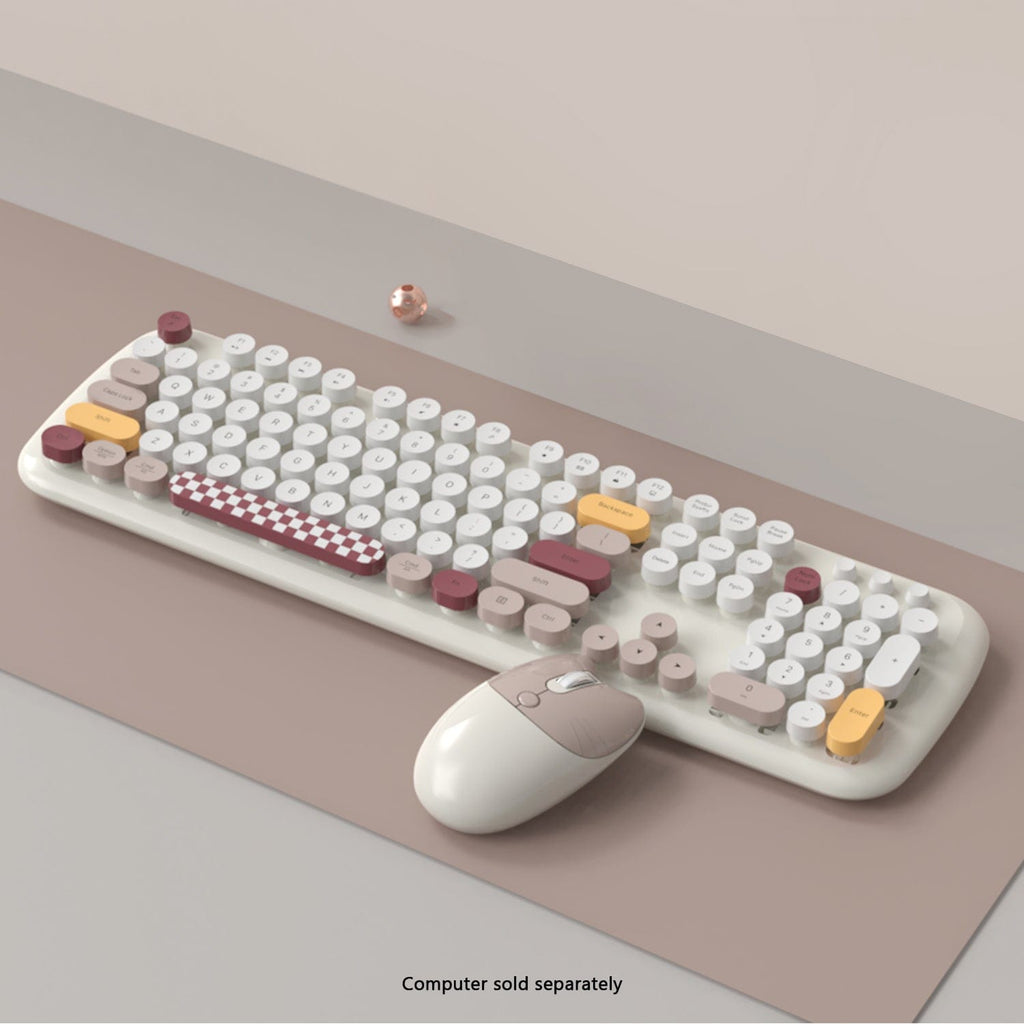 Wireless Keyboard & Mouse Combo - Silent Click, Colorful 104 Keys