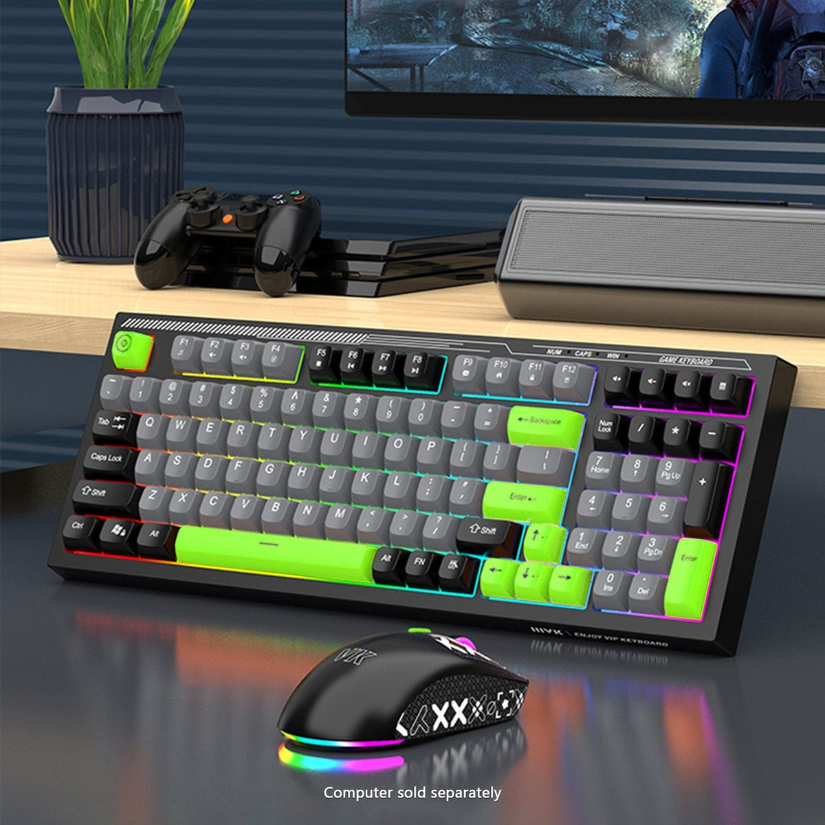 Wired Gaming Keyboard & Mouse Combo - Anti-Ghosting Multi-Key, 7-RGB Backlights