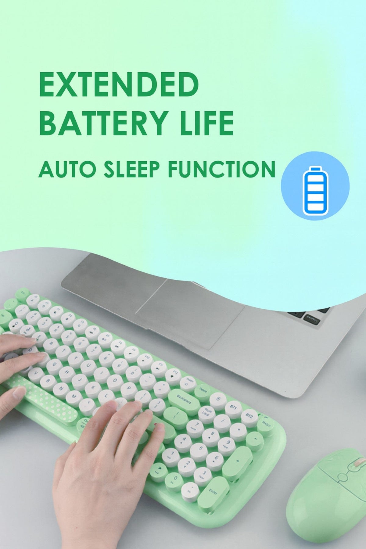 Wireless Keyboard & Mouse Combo - Soft Click, Colorful 100 Keys
