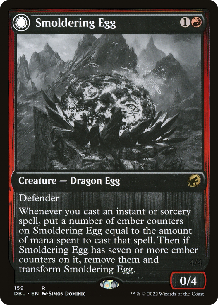 Smoldering Egg // Ashmouth Dragon (DBL-159) - Innistrad: Double Feature: (Double Faced Transform)