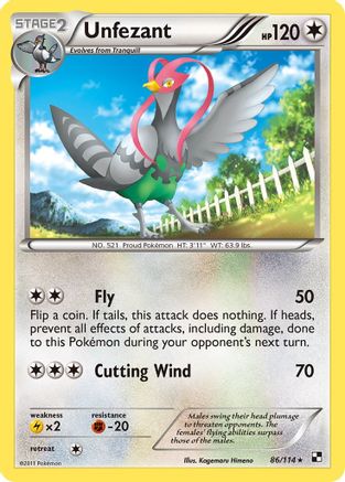 Unfezant 086/114 - Black and White Reverse Holofoil