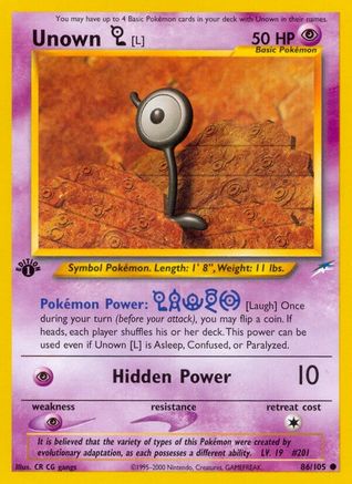 Unown [L] 086/105 - Neo Destiny 1st Edition