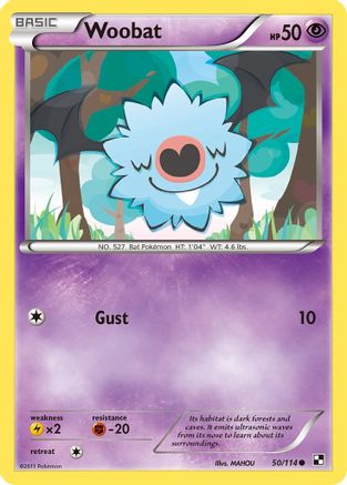 Woobat 050/114 - Black and White Reverse Holofoil