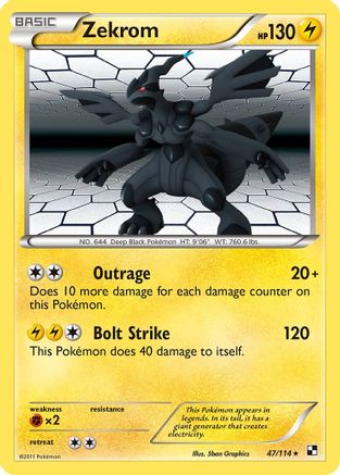 Zekrom 047/114 - Black and White Reverse Holofoil