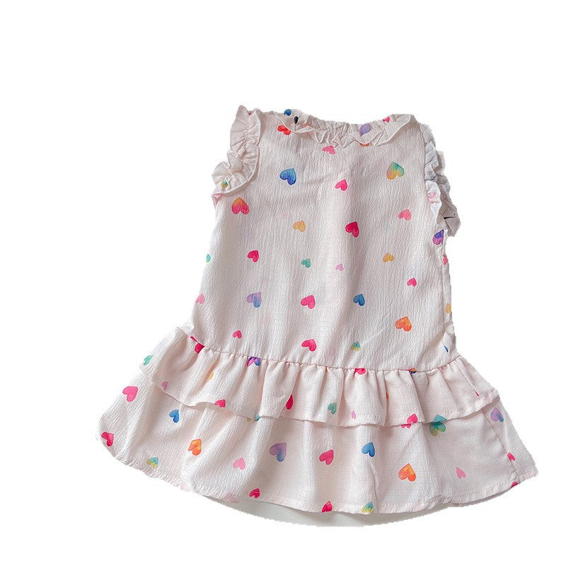Girls' Dress Summer Dress Baby Girl Love Sleeveless Skirt Children