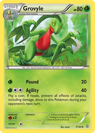 Grovyle 007/160 - XY  Primal Clash Reverse Holofoil