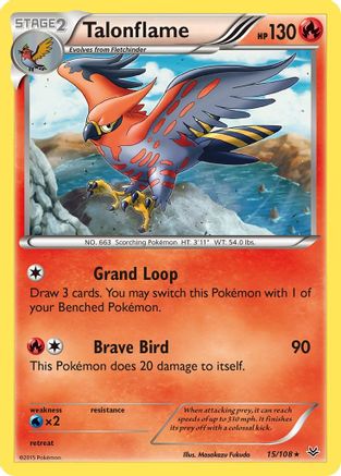 Talonflame 015/108 - XY  Roaring Skies Reverse Holofoil