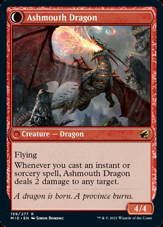 Smoldering Egg // Ashmouth Dragon (MID-159) - Innistrad: Midnight Hunt: (Double Faced Transform)