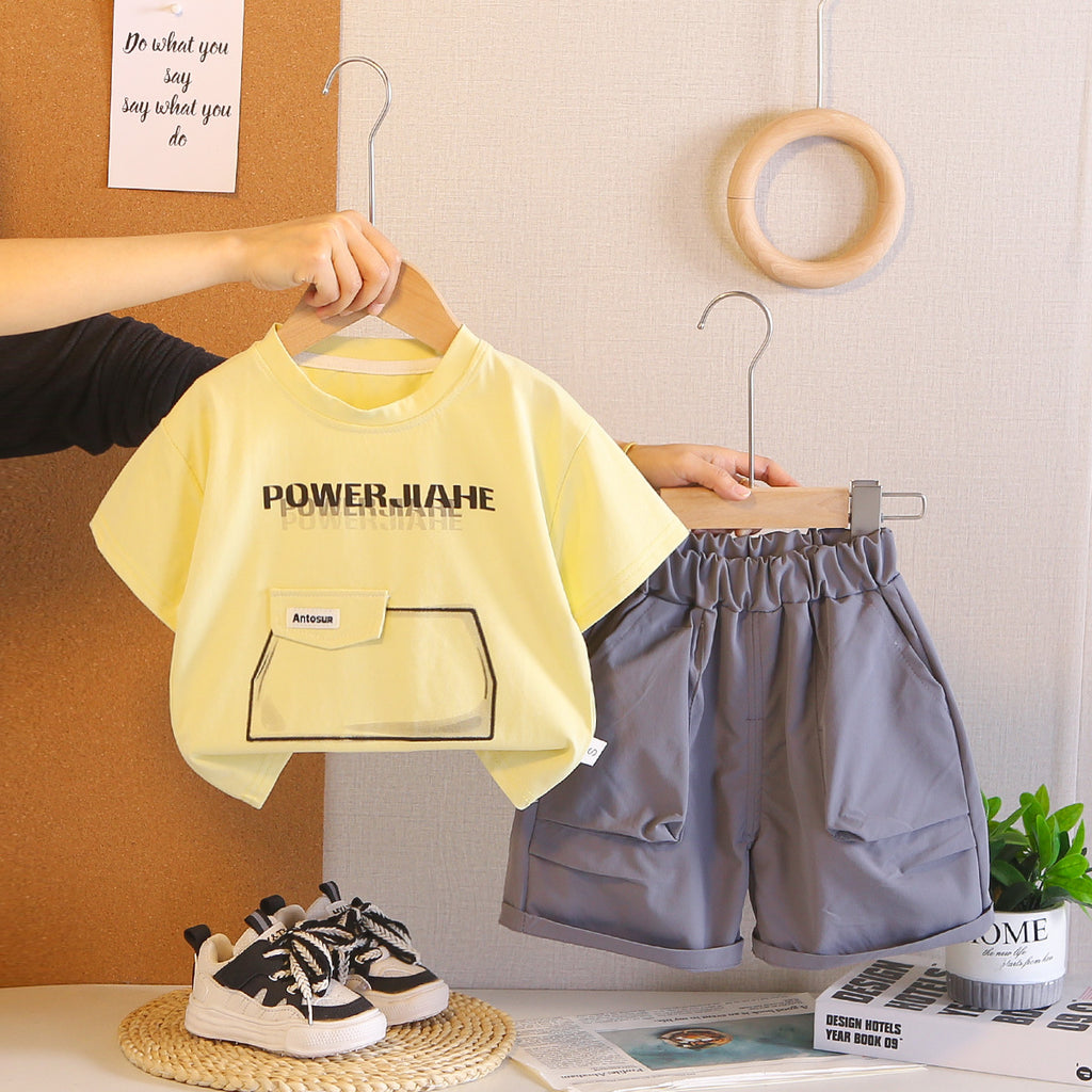 Boys' summer casual short sleeved two-piece set