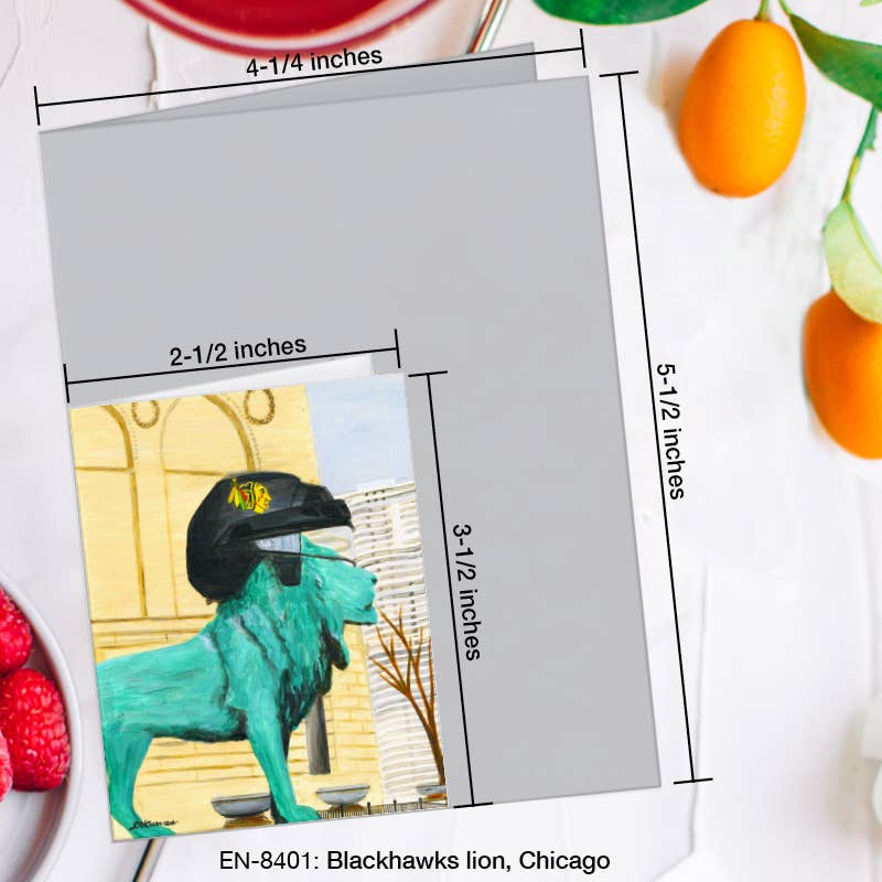 Blackhawks Lion, Chicago, Greeting Card (#8401A)