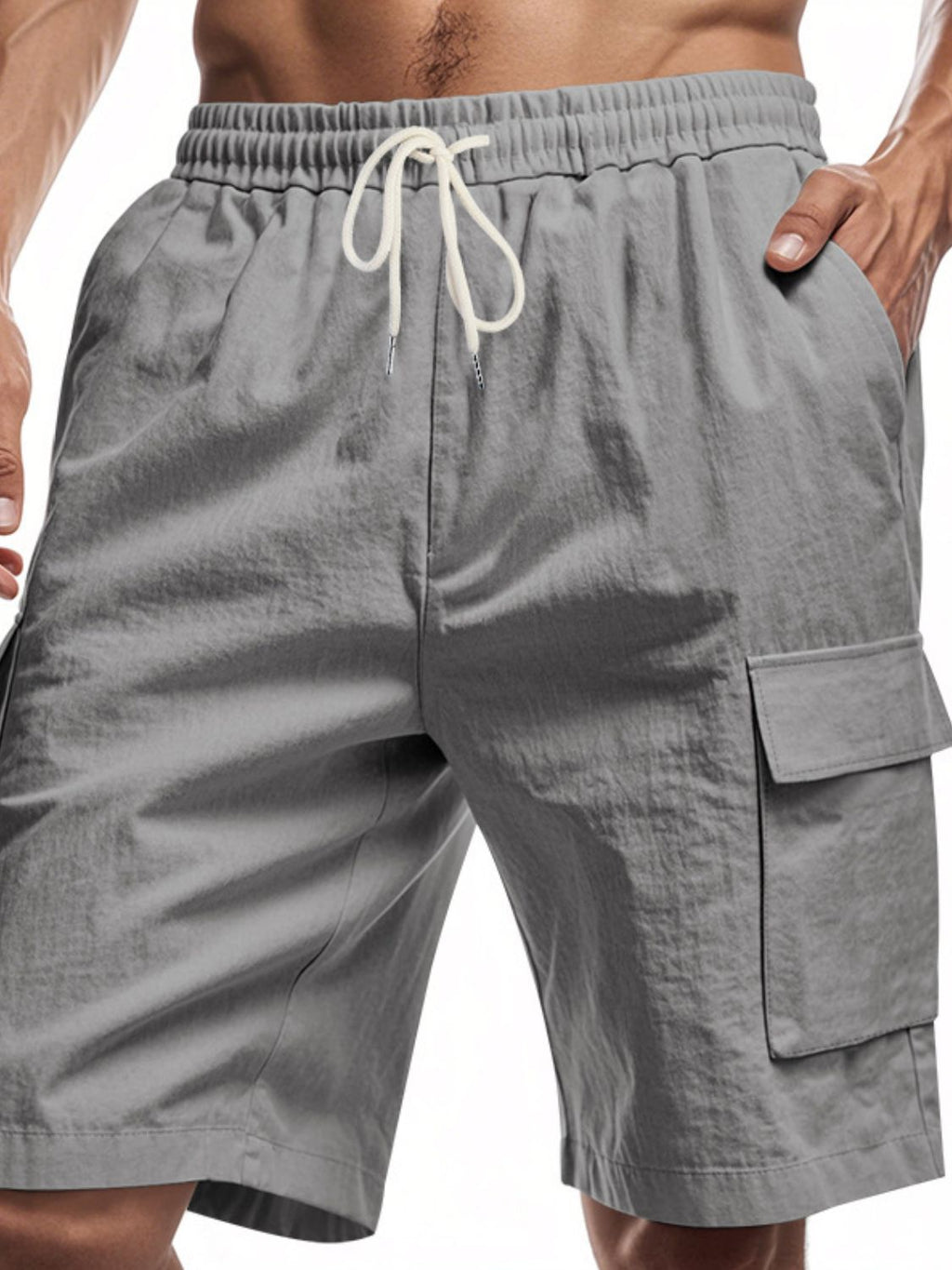Men's Full Size Drawstring Shorts with Cargo Pockets Plus Size