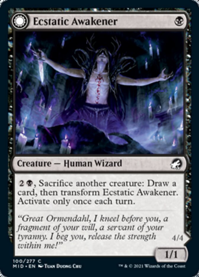 Ecstatic Awakener // Awoken Demon (MID-100) - Innistrad: Midnight Hunt: (Double Faced Transform)