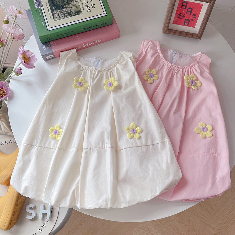Baby girl sleeveless floral bud skirt
