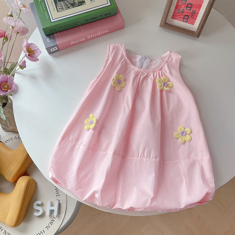 Baby girl sleeveless floral bud skirt