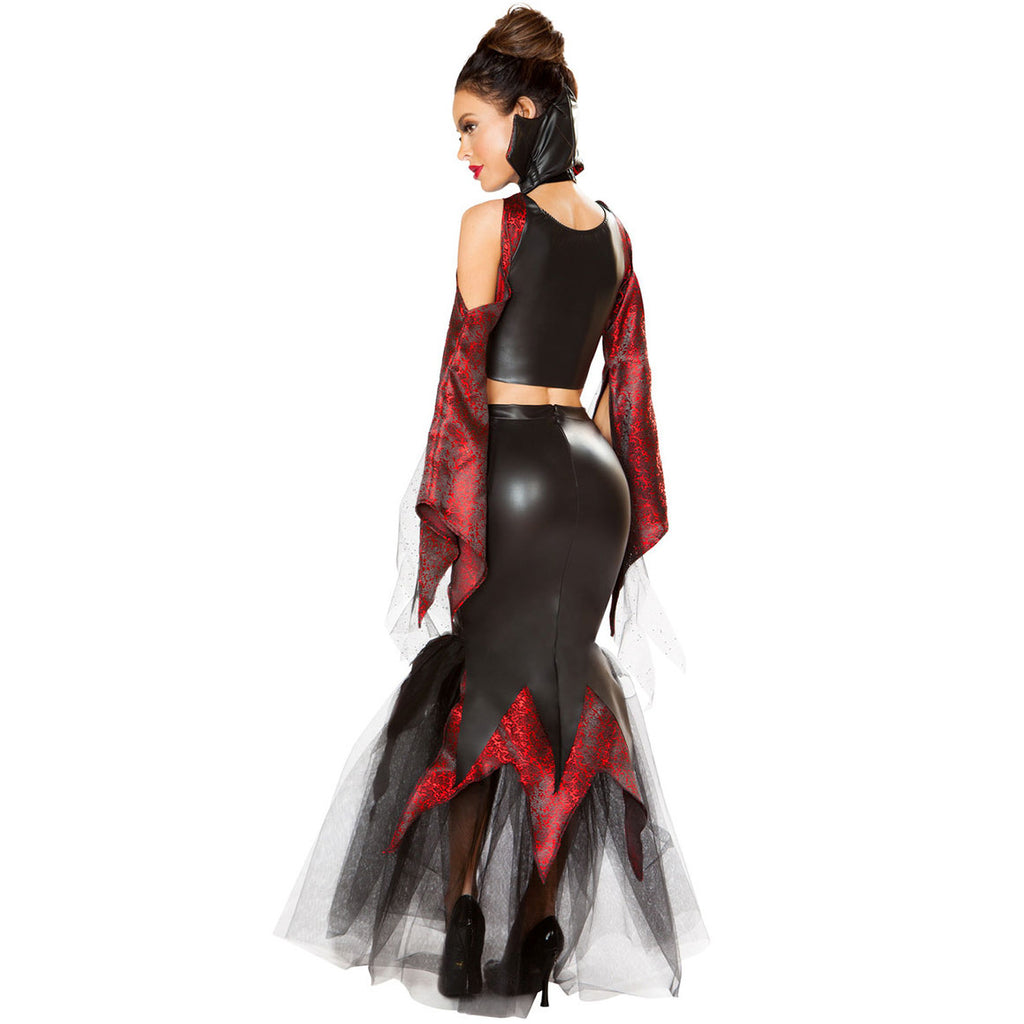 Two-Piece Royal Magic Witch Devil Queen Costume for Halloween Vampire Role Play
