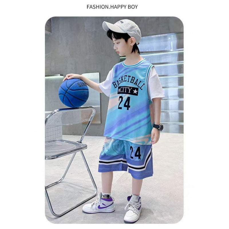 Boy's Set Quick-Dry Basketball Lightweight Sports Uniform for Kids