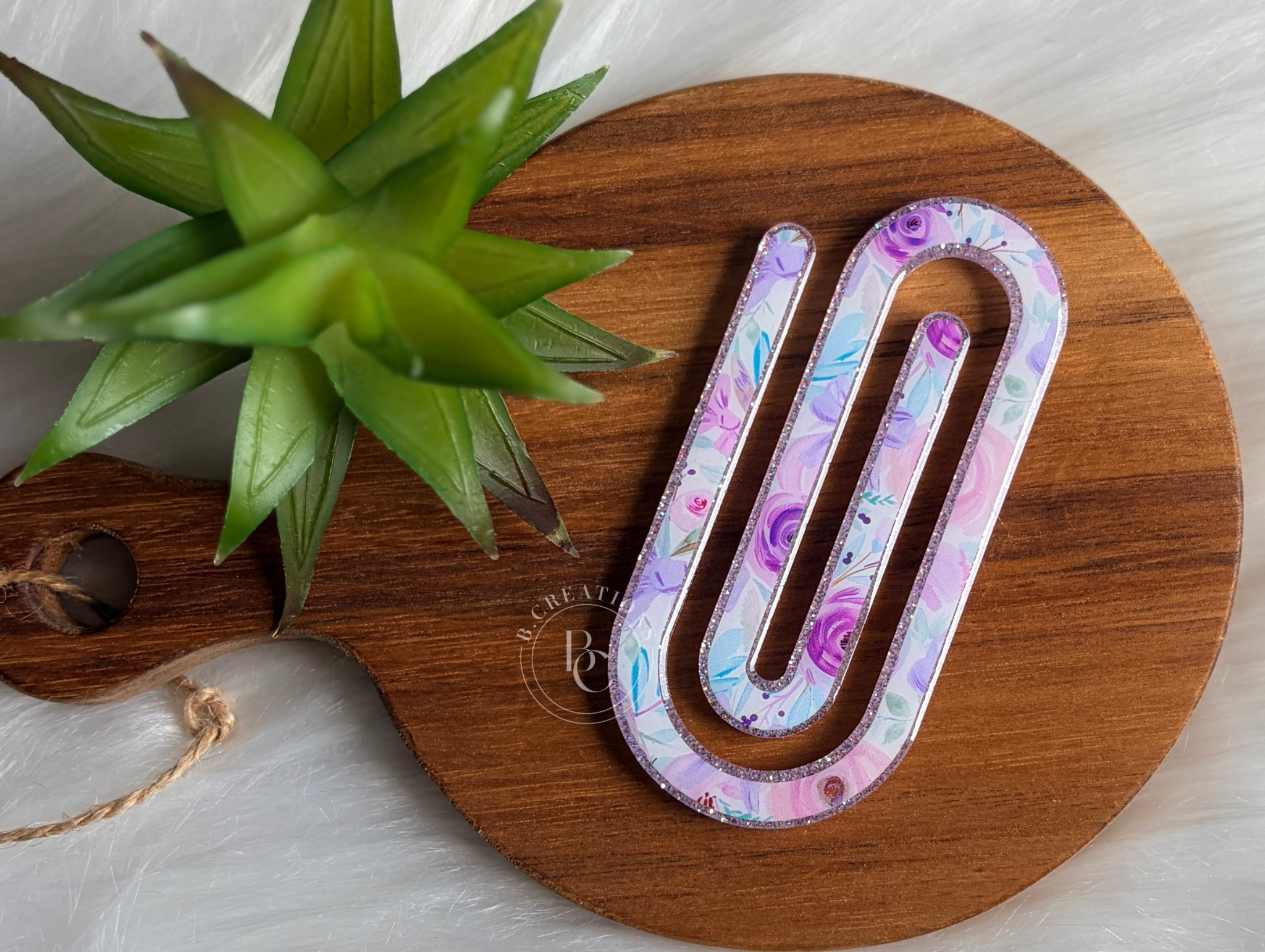 Bow/Floral, Glitter jumbo paperclip
