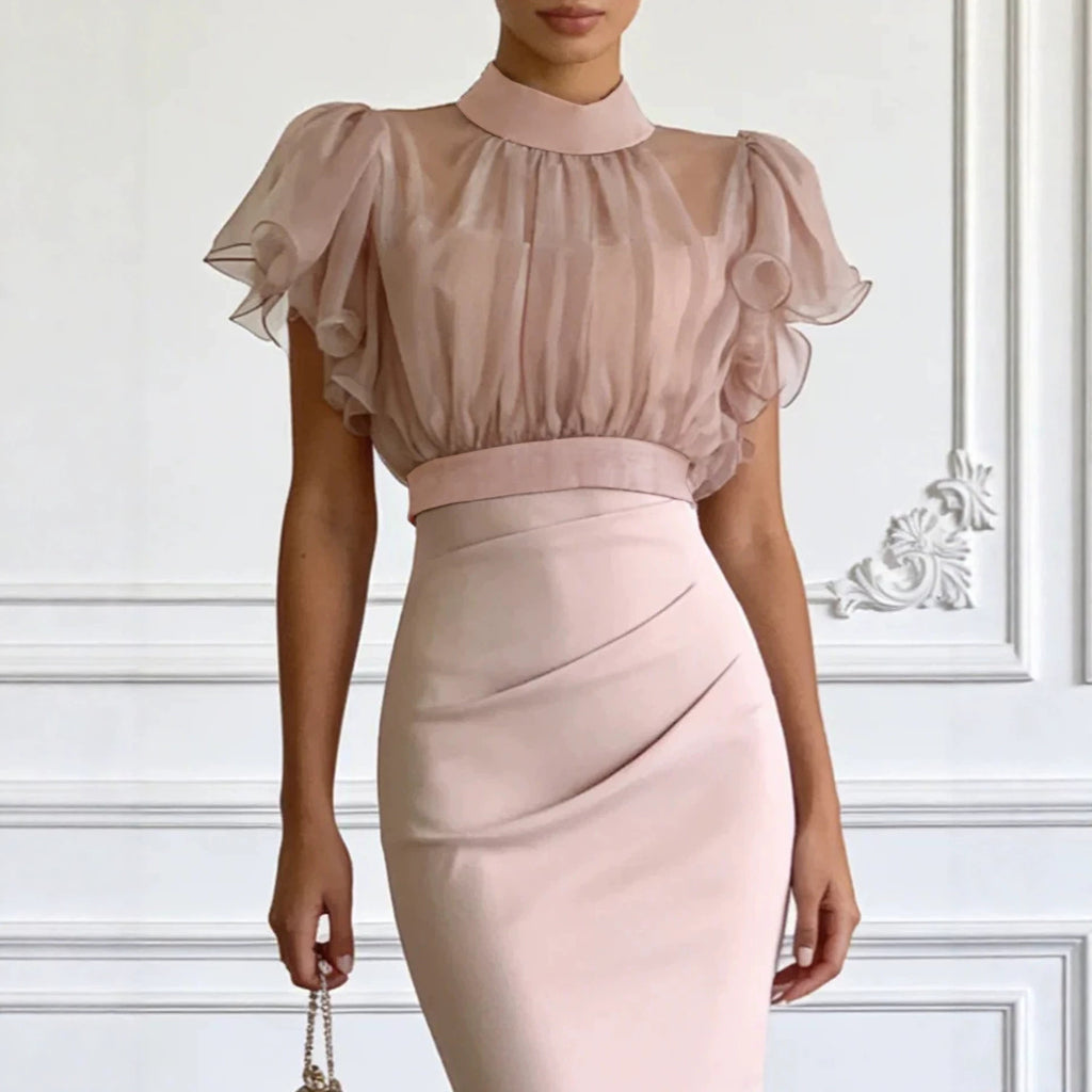 Mesh lace up waist bag hip dress