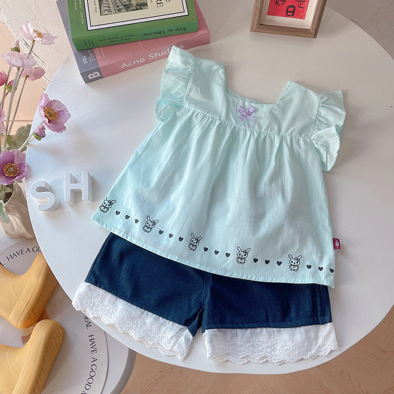 Summer casual sleeveless shorts two-piece set