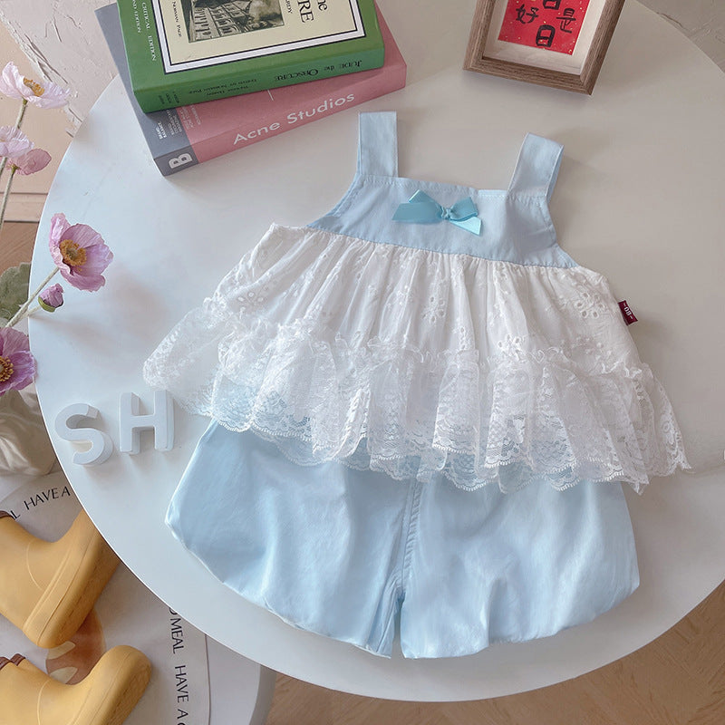 Lace skirt shorts two-piece set