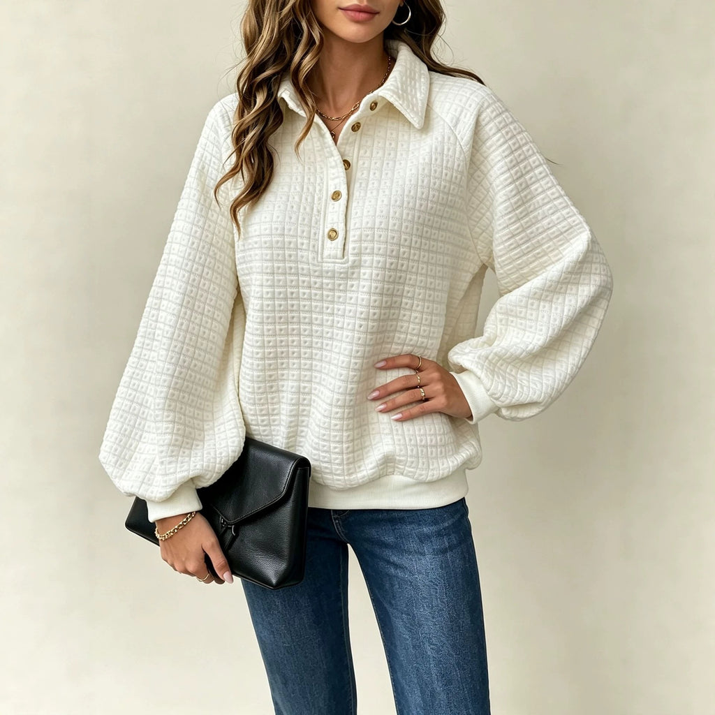 Collar long sleeved top