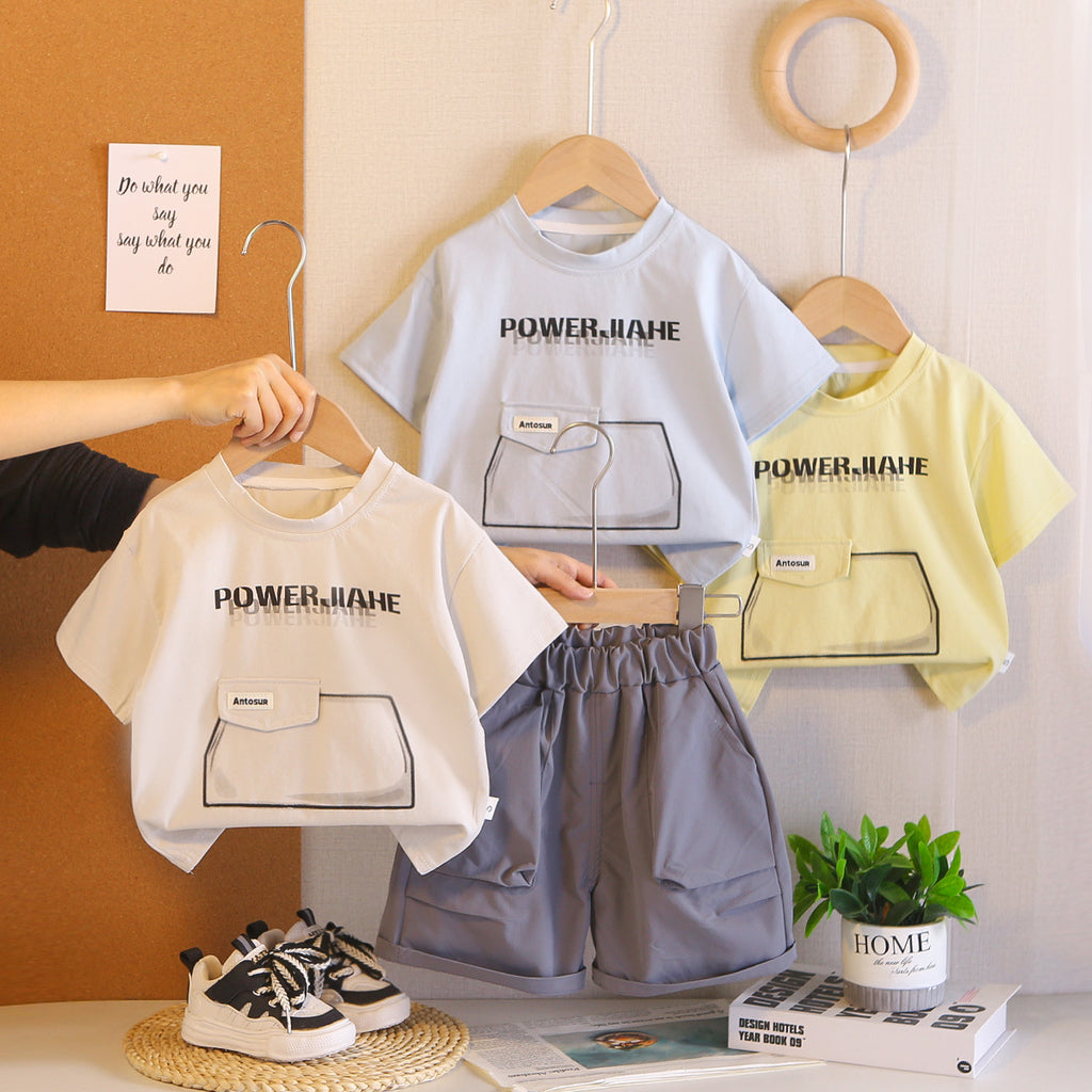Boys' summer casual short sleeved two-piece set