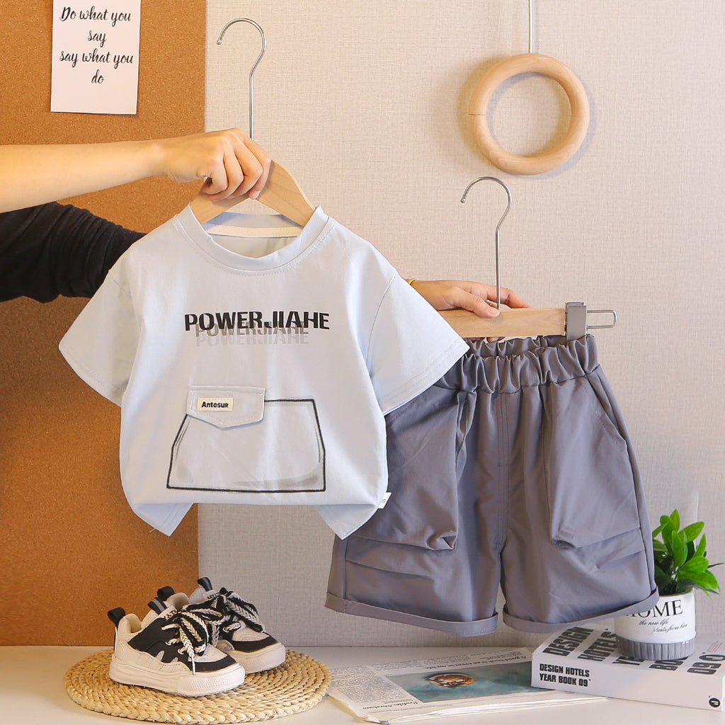 Boys' summer casual short sleeved two-piece set